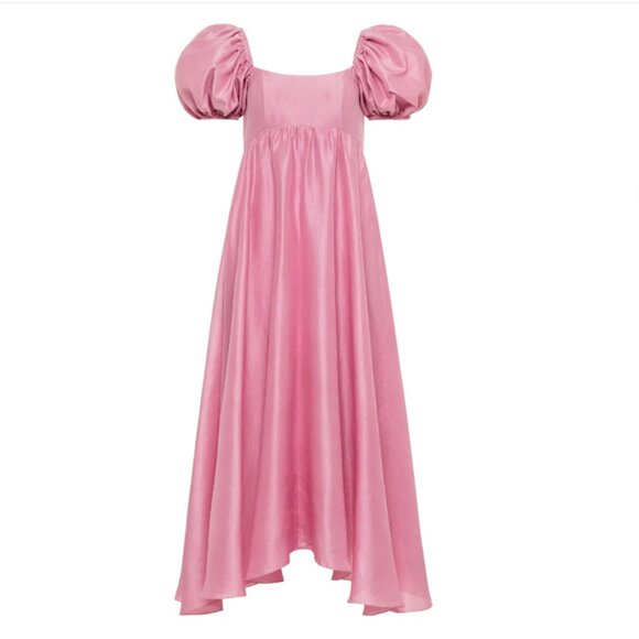 EUC Azeeza Rory Silk Midi Dress in Pink- Size Large - Picture 1 of 6